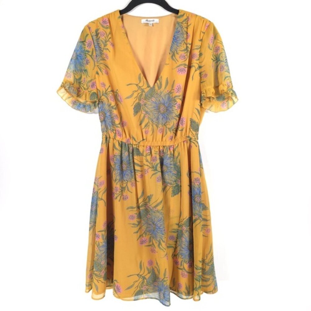 Madewell Sweetgrass Ruffle-Sleeve Dress in Painted Blooms Sheet‎ Ruffle Size 0